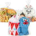 SUREHOME Cellophane Bags Clear Treat Bags with Ties 50 Pcs 9"x12" x3.15" Flat Bottom Gusset Gift Wrappers Can Stand Up Cello Goodie Bag for Birthday Party Favors Candy Snack Mugs Gift Giving Packaging