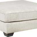 Signature Design by Ashley Rawcliffe Contemporary Square Oversized Accent Ottoman with Foam Cushion and Chenille Microfiber Fabric, 55" by 55", Beige