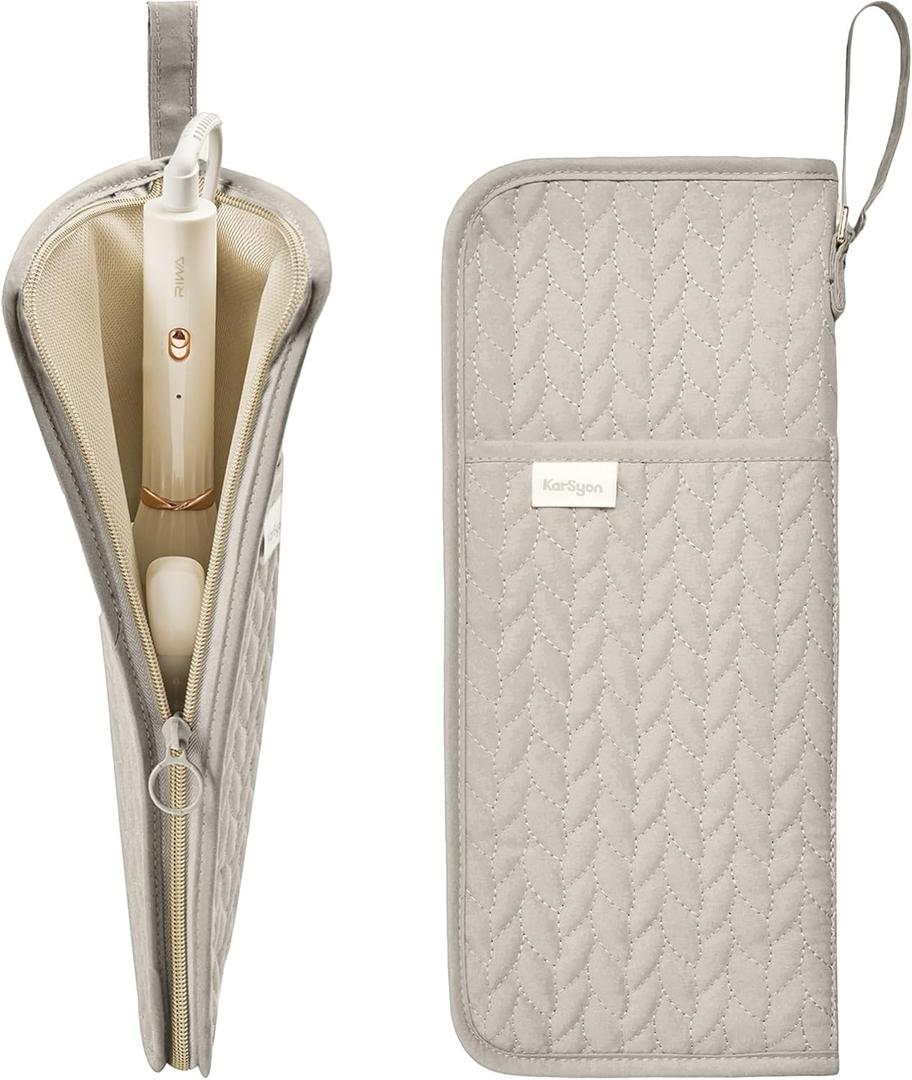 Hot Tools Organizer Heat Resistant Mat Case Hair Tools Holder Travel Bag Portable Hair Styling Tools Cover Pouch for Curling Iron,Flat Iron,Hair Straightener (Camel)