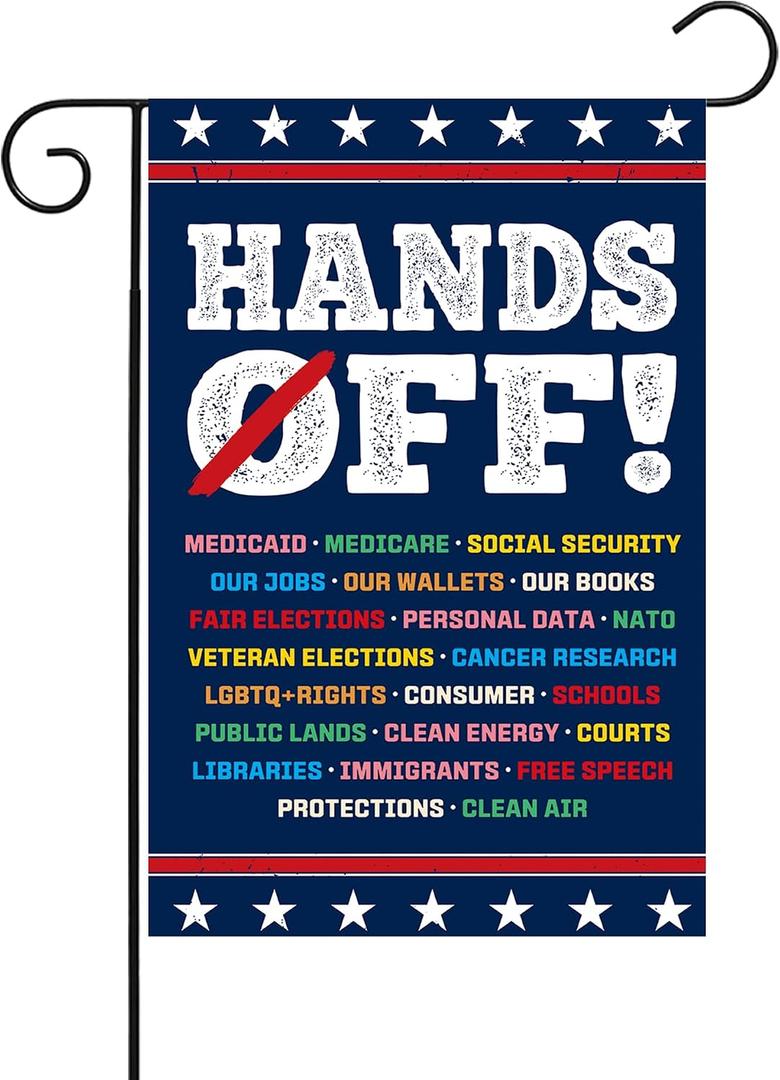 3 x 12x18 Inches Hands Off Social Security And Medicare Protest Garden Flag Double Sided Indoor Yard Outdoor Decoration Flag