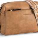 BOSTANTEN Small Crossbody Purse for Women Triple Zip Cell Phone Leather Handbag with Colored Shoulder Strap (P02-camel Brown)