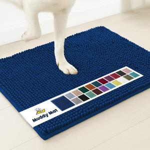 Muddy Mat | Super Absorbent Door Mat Indoor, Microfiber Quick Dry Chenille Entryway Rug, Non-Slip Front Door Mat, Indoor Mats for Entryway, Machine Washable Pet Rug, Navy Blue Medium 30"X19"