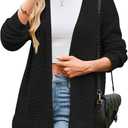 Cakulo Womens Crochet Fringe Cardigan Sweaters Oversized Lightweight Fall Open Front Cable Knit Cardigans 2025 (Black, M)