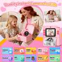 Gift for Girls Kids Camera: Instant Print Dual Lens Digital Camera Toys for Girl 3-12 Birthday Christmas Valentines Gifts for Kid Girls Boys Ages 3 4 5 6 7 8 9 10 with 32G SD Card Storage Bag Pink