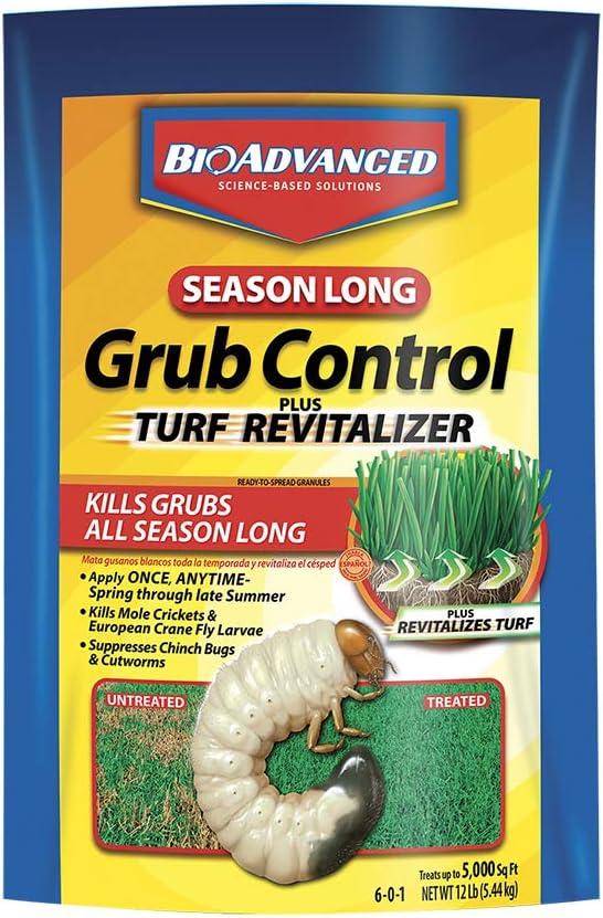 BioAdvanced Season-Long Grub Control Plus Turf Revitalizer, Granules, 12 lb, Grub Killer for Lawns
