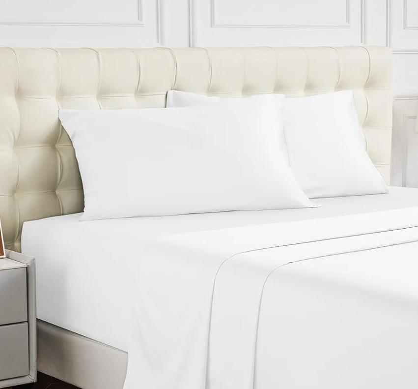 Warmstar 100% Cotton White Queen Fitted Sheet Only, 600 Thread Count Sateen Soft Breathable Queen Size Fitted Bed Sheet Deep Pocket,Fits Mattress Up to 15