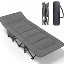 ATORPOK Camping Cot for Adults with Cushion and Pillow, Portable Folding Bed for Sleeping, Lightweight Tent cot with Carry Bag Supports 450 lbs (Grey)