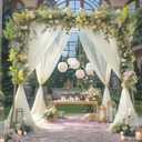 PARTISKY 20ft X 10ft Ivory Tulle Backdrop Curtain for Parites, Sheer Backdrop Curtains Fabric Drapes for Wedding Ceremony Arch Party Stage Decorations