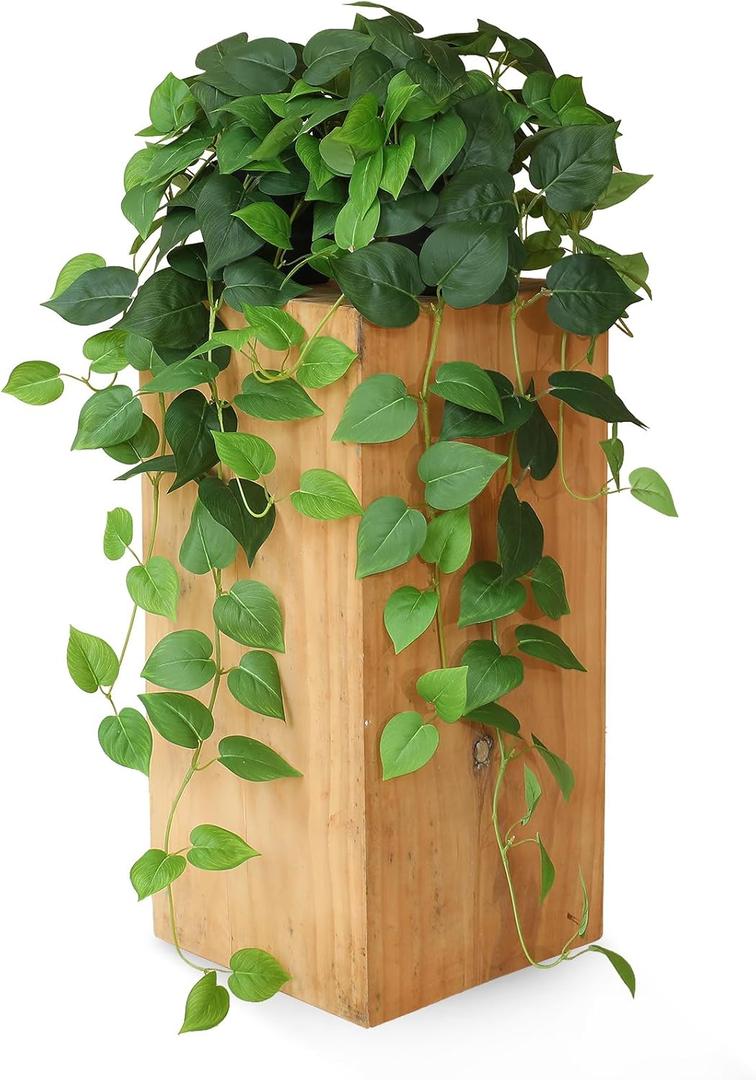 alyptus Fake Hanging Plants with Pot Artificial Decor Set of 2 Indoor Realistic Silk Devil's Ivy Hanging Potted Plants Faux Trailing Plant Pothos Vines for Office Shelf Decoration (Green)