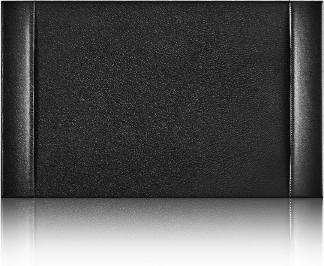 26.5 x 17.3 Inch Leather Desk Pad with Side Rails Mat, Black