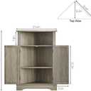 Bathroom Corner Cabinet, Farmhouse Floor Corner Cabinet with Doors and Adjustable Shelves, Freestanding Wooden Storage Hutch Cupboard for Bathroom, Kitchen, Living Room,Grey (12.2"D x 23.4"W x 34"H)