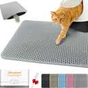 Waterproof Cat Litter Mat, Double Layer EVA, Odor-Free Large Grid, Urine Proof, Easy Cleanup (Gray, 12 x 12)