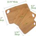 Lipper International 839 Bamboo Wood Thin Cutting Board with Oval Hole in Corner, Assorted Sizes, Set of 3