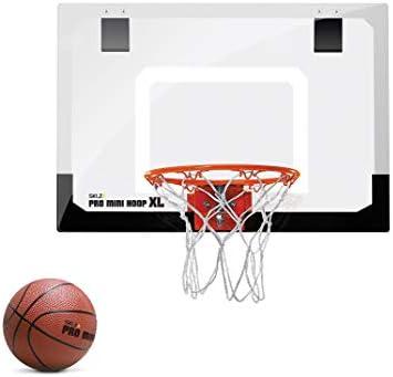 SKLZ Pro Mini Indoor Basketball Hoop with Ball, Over the Door, Shatter-Proof Backboard, Spring-Action Break-Away Steel Rim, Great for Home, Dorm Room, and Office, Missing Net