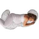 Boppy Total Body Pregnancy Pillow, Gray Scattered Leaves, Supportive Pregnancy Body Pillow for Versatile Full Body Use, Contoured Shape at All Stages