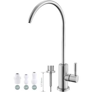 Drinking Water Faucet,Easy to Install Sink Water Filter Faucet,Lead-Free Reverse Osmosis Faucets for Kitchen Bar Sink,Brushed Nickel SUS304 Stainless Steel(Large)