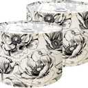 Lamp Shades Set of 2 Seamless pattern Anemones flowers black white Drum Lampshades for Floor Lamps Table Lamp Pendant Light 8.9"x11" Linen Shades Replacement Large Lamp Shade