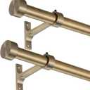 2-Pack Curtain Rod for Windows 28-48",Adjustable Window Curtain Rods with Premium Aluminum End Cap Finials and Full Surround Brackets,3/4"(0.062Feet) Diameter,Antique Bronze Drapery Rods for Curtains