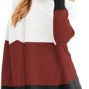 ANRABESS Women Oversized Casual Loose Turtleneck Long Sleeve Slouchy Baggy Knit Tunic Sweaters Pullover 2025 Fall Outfits (Small, White Red)