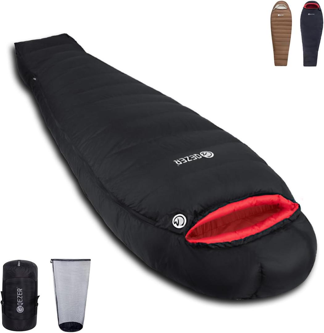 0 Degree Sleeping Bag for Adults 650 Fill Power Down Sleeping Bag for Cold Weather -20F / -8F / 0F / 10F Large Lightweight