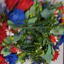 EYNDYN 12 Bundles 4th of July Artificial Rose Patriotic Faux Fake Red White Blue Flowers Bouquet with Ribbon for Independence Day Memorial Day Farmhouse Table Centerpiece Floral Vase Home