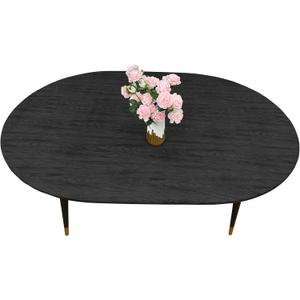 LIBERECOO Oval Fitted Vinyl Tablecloth - Black Wood - Fits 48 x 68 Inch Oval Table - Waterproof, Elastic Edged for Secure Fit, Easy to Clean Plastic Table Cover