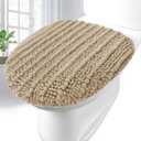 Arotive Soft Chenille Bathroom Toilet Lid Cover 17.5x15, Machine Washable Seat Covers, Stays in Place Non-Slip Backing, Fits Most Round, Elongated and Oblong Lids, Accessories Decor, Beige