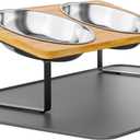 Elevated Whisker Friendly Cat Bowls, 15 Tilted Stand Anti Vomiting Raised Dishes for Food and Water, Stainless Steel Bowls for Cats and Puppy