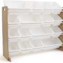 Humble Crew Supersized Toy Storage Organizer with 16 Removable Bins, Natural/White  Large Toy Storage for Toddlers Ideal for Kids' Rooms, Playrooms, and Nurseries - Modern Toy Bins for Kids