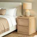 Nightstand with 2 Drawers, Modern Bedside Table with Handless Design, Wood End Table with Thickened Design, Night Stand for Bedroom, Oak