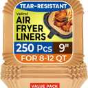 250 Pcs 9" Square Air Fryer Liners Disposable, Unbleached Parchment Paper Liners for Airfryer Basket, Non-Stick & Leakproof Baking Paper for Oven Roasting
