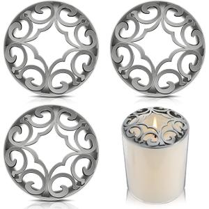 Shellwei 4 Pcs Candle Toppers to Burn Evenly Silver Jar Lid Scented Candles Accessories Gifts for Woman Supplies