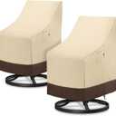 Arcedo Outdoor High Back Chair Covers Waterproof, Heavy Duty Stackable Dining Swivel Chair Covers, All Weather Resistant Patio Furniture Cover, 29W x 30D x 42H, 2 Pack, Beige & Brown