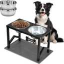 Elevated Dog Bowls, Metal Raised Dog Bowl Stand with 2 Thick 58oz Stainless Steel Food Bowls & Silicone Non-Slip Mat - 11.8" Tall for Medium/Large Breeds