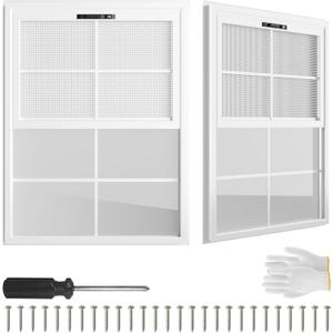 2 Pack 18" x 23"Shed Window, with Plastic Glass and Fiberglass Screen for Shed, Chicken Coop, Playhouse, Household, Garage