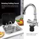 Portable RV Kitchen Sink 16.54"14.57", Premium Stainless Steel Drop-in Bar Sink with Foldable Faucet & Tempered Glass Cover, Space-Saving Camper Trailer Sink Kit, 16.5414.575.91 Inch