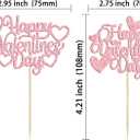 24Pcs Happy Valentine's Day Cupcake Toppers with Heart Glitter Sweet Love Theme Cupcake Picks Valentine's Day Cake Decorations for Valentine's Day Theme Birthday Party Supplies Pink