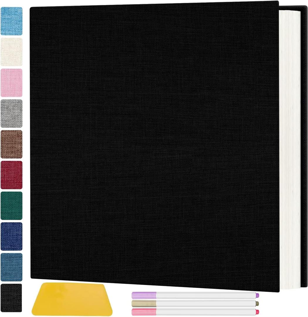 Zesthouse Photo Album Self Adhesive Pages, 60 Pages Magnetic Scrapbook Albums with Sticky Page, Photos Album Holds 8x10 & 5X7 & 4x6 & 6x8 & 3x5, Large Picture Book Ideal Gift for Family Wedding Baby (Black)