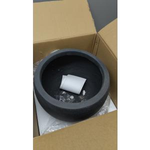 Kante 15.7" Dia Round Concrete Planter, Outdoor/Indoor Large Bowl Plant Pots with Drainage Hole and Rubber Plug for Garden Patio Balcony Home, Charcoal