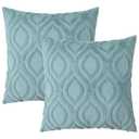 DecorUhome Throw Pillow Covers 24x24 Inch Set of 2, Soft Plush Faux Wool Dark Blue Coastal Solid Couch Pillow Covers, Accent Euro Sham Farmhouse Square Patriotic Pillow Cases for Sofa Bed Living Room