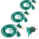 3 Pack 6 FT Polarized Extension Cord, US AC 2-Prong Green Male/Female Outlet 20AWG Saver Power Extension Cord Cable for Halloween Christmas Decorations Lights Connection, 125V Max.5A(432 Watts)