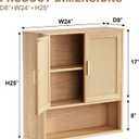INNOD Rattan Bathroom Wall Cabinet with Open Compartments, Wall-Mounted Medicine Cabinet with Adjustable Wood Shelf & Doors, Over the Toilet Storage Cabinet for Laundry Room & Kitchen & Living Room, 15.27" W x 11.73" D x 67.83" H