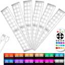 Diomart Under Cabinet Lights, Rechargeable Motion Sensor Light Indoor Night Lights, 58 LED Wireless Under Counter Lighting with Remote Control for Kitchen, Wardrobe, Hallway, Stairs (6 Pcs)