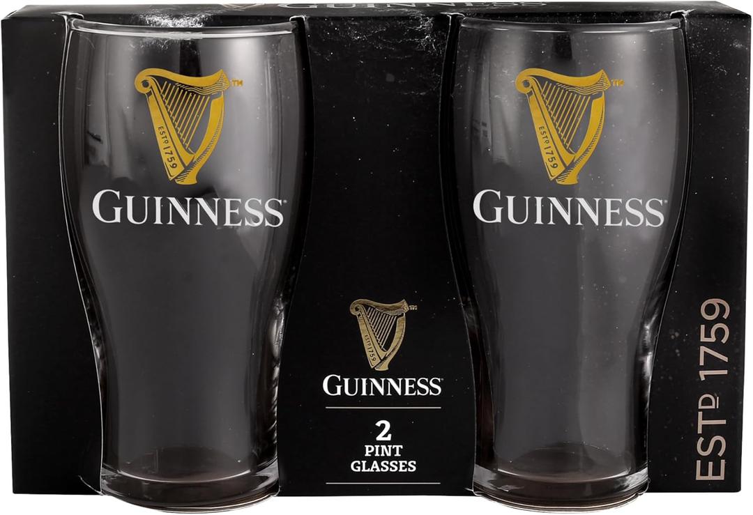 LORD'S ROCKS Guinness Official 20oz Pint Glasses  Set of 2, Branded Tulip Shape Beer Glassware  Classic Irish Pub Style