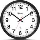 Geevon Atomic Wall Clock, 12" Sets Automatically Wall Clock Battery Operated with AUTO DST, Easy to Read Atomic Analog Clock for Kitchen/Office/Classroom/Living Room(Black)