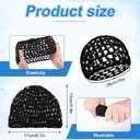 2 PCS Hair Nets for Sleeping,Crochet Mesh Wrap Caps for Silk Press, Curly Hair & Wig Protection,Soft Reusable Bonnets for Women, Lift Strap Weaving Sew For Women Ballet,Black