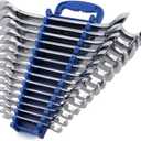 14-Piece Premium Angle Head Open End Wrench Set, Chrome Vanadium Steel | Include Standard Inch Sizes 3/8, 7/16, 1/2, 9/16, 5/8, 11/16, 3/4, 13/16, 7/8, 15/16, 1, 1-1/16, 1-1/8, 1-1/4 with Storage Rack, SAE 14-Piece Set