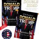 Inauguration Day Trump Won Flag House 2 Pcs Pack Wall Decor Home Patio 47th President Poster Decorations Making America Great Again Patio Banner MAGA Republican Gifts Made in USA