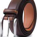 Fabio Valenti Genuine Leather Dress Belts For Men - Mens Belt For Suits, Jeans, Uniform With Single Prong Buckle 1030 Brown, 46（waist 44-45）