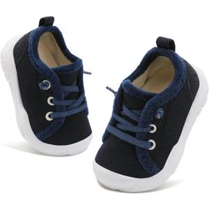 FEETCITY Toddler Boys Shoes Toddler Barefoot Shoes Kids Sneakers Tennis Shoe Slip On Baby Walking Shoe (Darkblue)